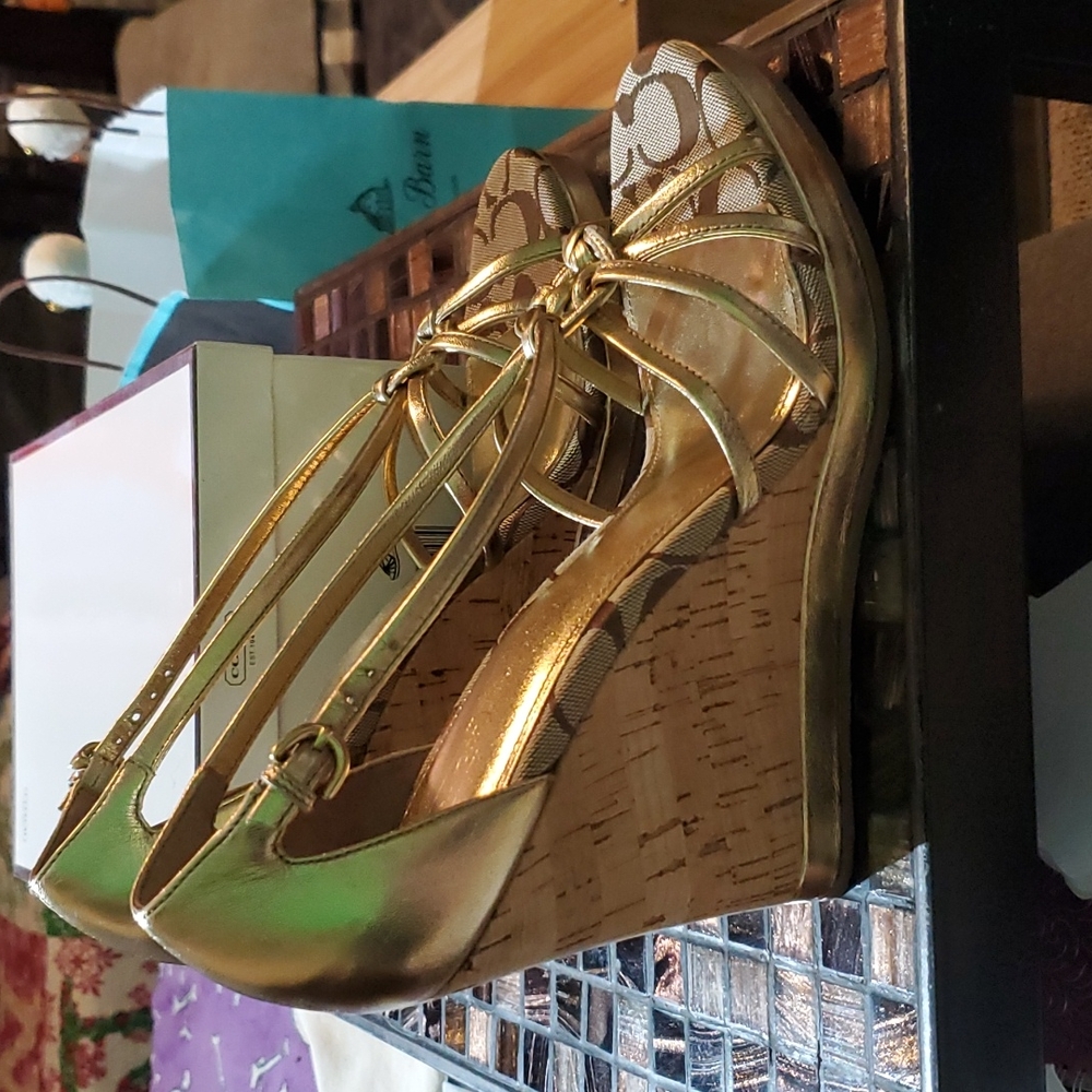 Coach wedge sandals gold - Picture 6 of 7